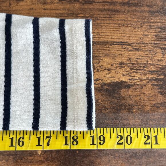 Tory Burch Sweater Top Medium White Blue Stripe EUC Nautical Coastal 100% Cotton - Picture 6 of 11